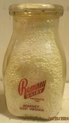 Vintage Romney Dairy Half-pint Glass Milk Bottle *** Romney West Virginia • $9.99