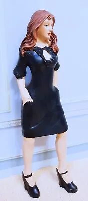 Dollhouse Miniature Resin Young Girl Doll In Black Dress & High Heels 1:12 Scale • $13.99