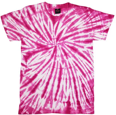 £14.99 • Buy Tie Dye T Shirt Tye Die Festival Hipster Indie Retro Unisex Top Spider Pink 6  