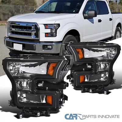 Black Fits 2015-2017 Ford F150 F-150 Headlights Head Lamps Left+Right Pair 15-17 • $104.95