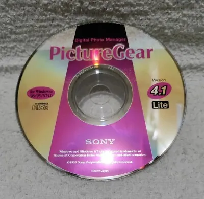 Sony PictureGear 4.1 Lite CD Digital Photo Manager Windows 98/95/NT 4.0 Vintage • $4.59