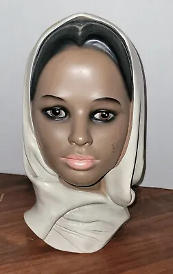 Vintage MCM Marwal Chalkware Women Head Bust Scarf Wrap Beautiful Girl • $28