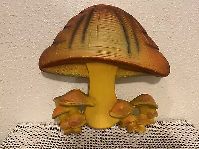 VTG 1971 Universal Statuary Corp Yellow Plastic Mushroom Wall Hanging Decor 9” • $29