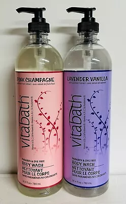 Vitabath ~ Lavender Vanilla & Pink Champagne Body Wash 26.4 Fl Oz Each • $38.99