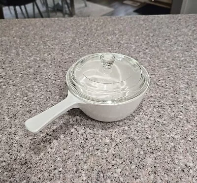 Corning Ware All White Menuette Skillet Sauce Pan W/Lid P-82-B 1.5 Pint • $14.99