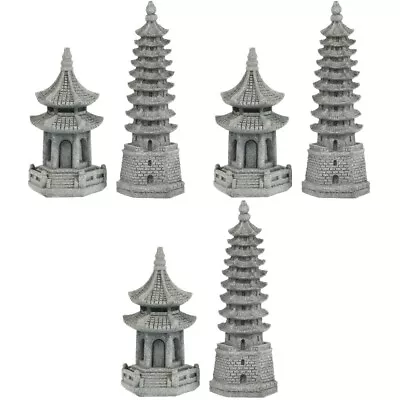 2Pcs Garden Tower Figurine Pagoda Statue Zen Decor Miniature Pagoda Sculpture • $38.29