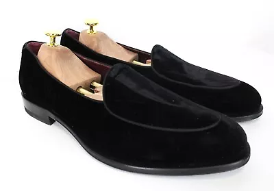 SUITSUPPLY Men Formal Shoes EU44 Black Slip On Velvet Classic Loafers • £95.99