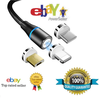 £4.99 • Buy 3 In 1 Magnetic USB Cable Fast Charging Charger Phone Type-C Micro & IOS,fast Uk