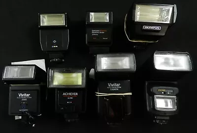 Vintage Camera Flash Olympus T32 Vivitar 2000 & 730AFNi Yinyan Lot Of 7 • $19.99