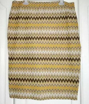 TU OCHRE BROWN GEOMETRIC STRETCH PENCIL SKIRT SIZE 16 RETRO 60s 70s STYLE BNWOT • £5