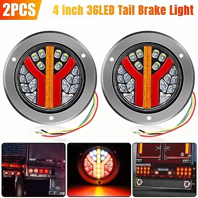 2x 36 LED 4 Inch Round Truck Trailer Tail Stop Turn Brake Light DRL Waterproof • $16.48