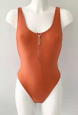 New Look Orange Zip Up Swimsuit UK 10 • £9.99