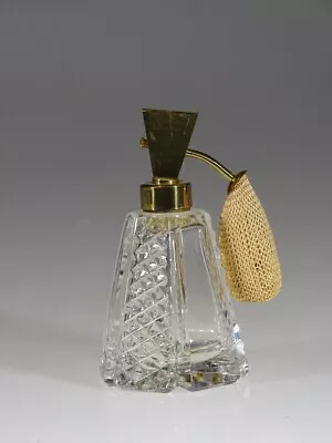 Vintage Irice Crystal Diamond Panel Perfume Bottle Atomizer Czech C. 1950s • $29.99