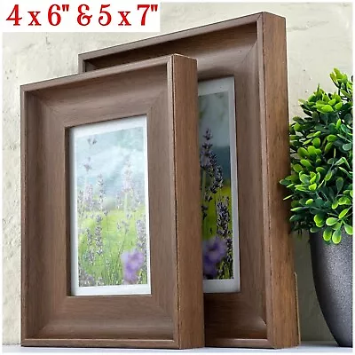 Wooden Picture Photo Frame Modern Brown Curve Family Photo Frames Christmas Gift • £6.49