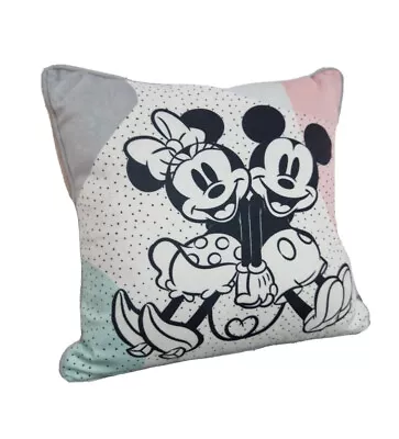 New Disney Mickey & Minnie Mouse Cushion / Pillow BNWT 20x20cm Pink White Grey • £9.99