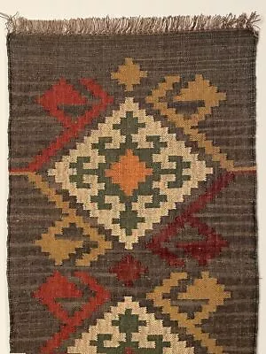 Rug Wool Jute Kilim Runner Carpet Nordic Navajo Handmade Hallway Accent Area Rug • $178.50