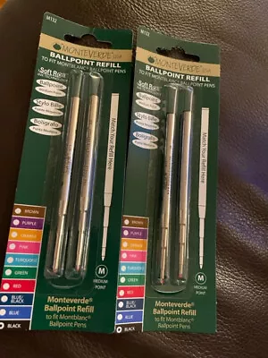 MONTBLANC BY MONTEVERDE BALLPOINT MEDIUM Point Refill BLACK 4 Pk NEW M132 88415 • $14.99