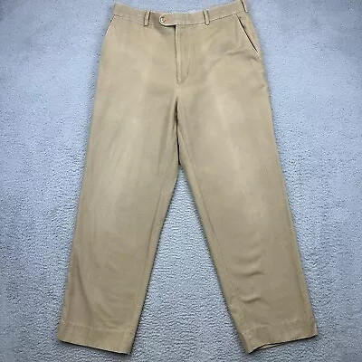 Peter Millar Pants Mens 36 Khaki Wide Leg Flat Front Casual Golf Slacks 33x29* • $16.76