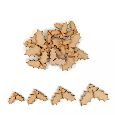 Holly Leaves MDF Craft Shapes Wooden Decoration Christmas Embellishments Berries • £3.72