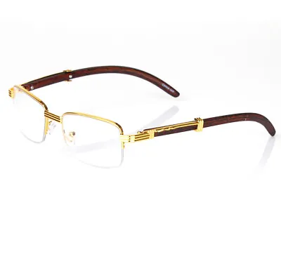 Womens Men Retro Vintage Clear Lens Gold Half Frame Fashion Designer Eye Glasses • $9.95