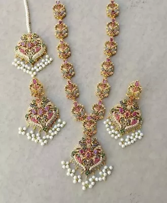 Indian Pakistani Jewelry New Bollywood Bridal Style Long Necklace Fashion Set  • $62