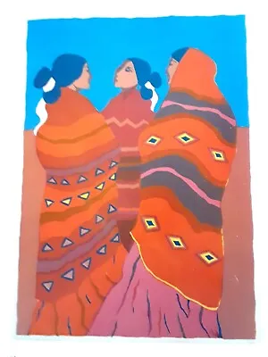 R.C.Gorman Print- GOSSIP'S -Navajo Native American-Southwest Art 11x8 • $7.99