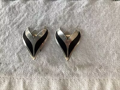 Beautiful Pair Sterling Silver Denmark Vintage Clip-On Earrings • $9.99