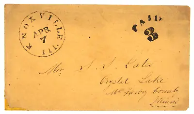 Knoxville IL. Apr 7 CDS With Matching Paid 3 In Arc On C. 1852-54 Cover. Small • $45