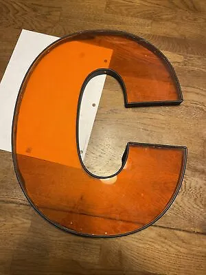 Vintage Movie Marquee Theater Letter Graphic Sign 17 Inch Tall C Orange Plastic • £28.50