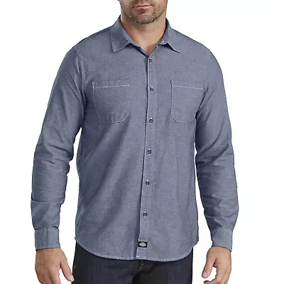 NEW Dickies Men's Button Up Shirt - Slim-Fit Blue Chambray  • $28.99