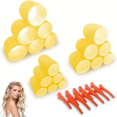 Large Hair Rollers With Clips Self Grip Jumbo/Big Curlers Rollers 18 Pack 3 Size • £9.99