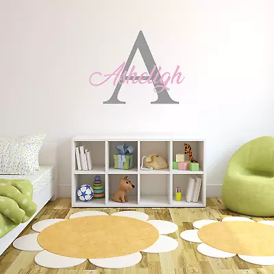 Personalised Name And Initial Wall Sticker Kids Custom Vinyl Art Nursery Bedroom • £3.99