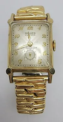 GRUEN CURVEX PRECISION 1940s 10K GF 17J Mens Watch 12k GF Top Clevelander Band • $137