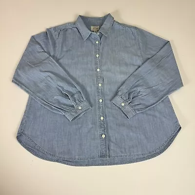 J Crew Demin Long Sleeve Button Down Shirt Women’s Size 12 • $11