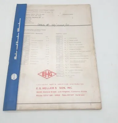 Mubea BF 10 Ironworker Operations And Parts Manual OEM • $27.99