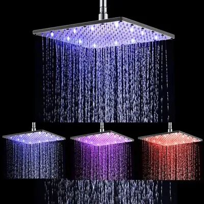 LED 16  Rain Shower Head Water Temperature Control 3 Colors Lights High-Pressure • $45