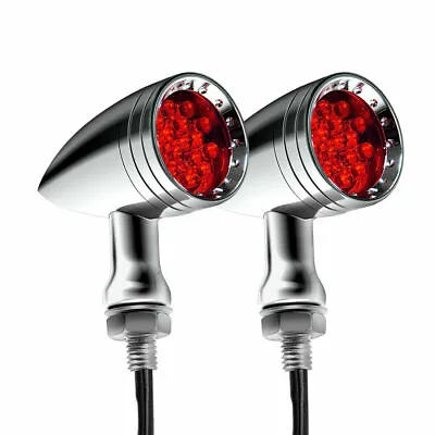 Chrome Motorcycle Bullet LED Turn Signal Brake Tail Light For Harley Chopper DM • $21.88