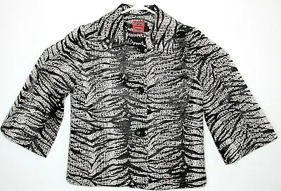 $14.99 • Buy Simon Chang The Collection Black/White Animal Print Flared Sleeve Jacket Size 6