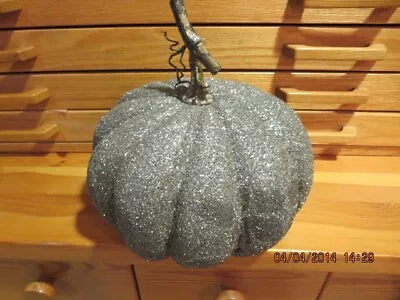 Large Silver Glitter Pumpkin--metal Stem----#r7-9 • $9.99