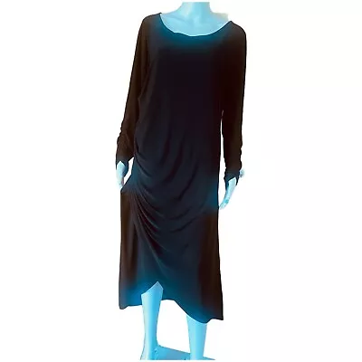 Motto Womens Dress 16 Black Drape Stretch Jersey Long Sleeve Cocktail Party • $38.54