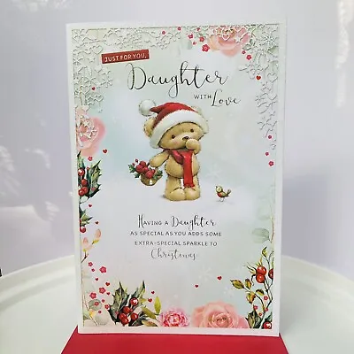 Daughter Christmas Card Cute Bears Lovely Words Verse With Love Simon Elvin 6x9  • £2.69