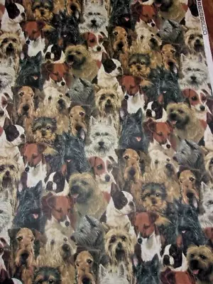 Akc Dogs Of All Breeds Life Like Vintage Cotton Fabric 3yd 108  X 44  • $14.99