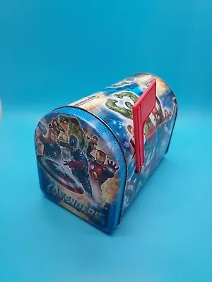 MARVEL AVENGERS MAILBOX - Disney Tin Box Company Small W/ Flag Blue 6  Long • $11.77