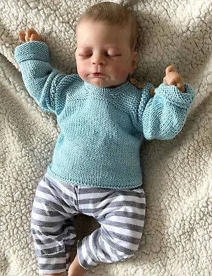 SLIGHT SECOND;  Handknitted Cashmere Blend Babies Jumper  Blue Size: 0-6 Mths • £3