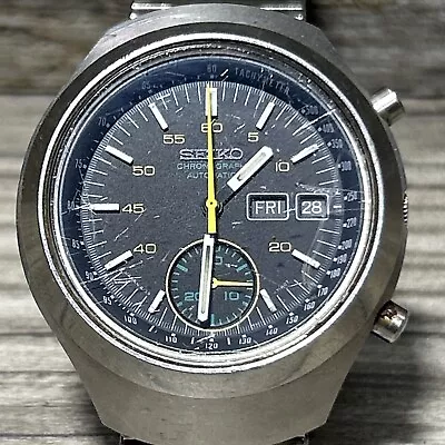 Seiko Helmet 6139-7100 Chronograph Automatic Day/date Men`s Steel Vintage Watch • $899.95