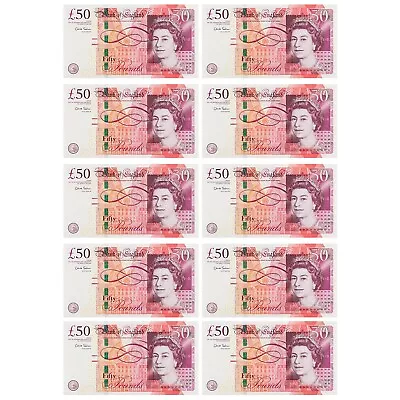 £50 Pound Notes Pre-Cut Edible Money Wafer Rice Paper Cupcake Toppers X10 • £3.99