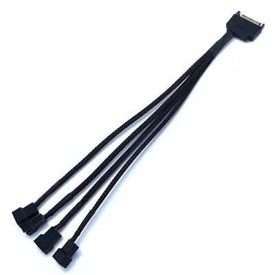 5Pcs 15-Pin Male SATA To 4 Fan 12V Sleeved Power Adapter Cable 11  /27cm  Length • $18.68