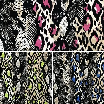 Cotton Jersey Fabric Neon Snakeskin Snake Elastane Stretch Dress • £3.95