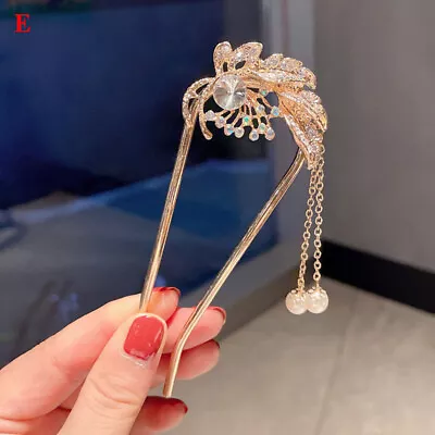 Women Crystal Tassel Hair Hairpin Hair Sticks Metal Hair Stick Fashion Headdress • $3.30