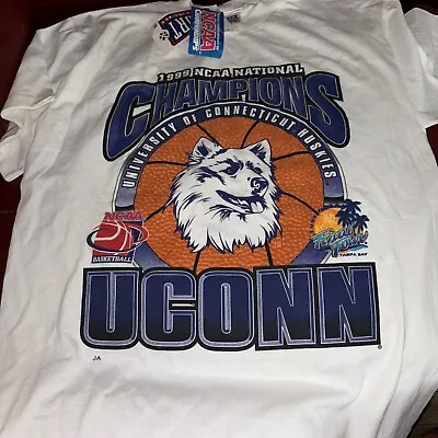 VTG NWT 1999 UConn Connecticut Basketball NCAA Championship L T-Shirt • $44.99